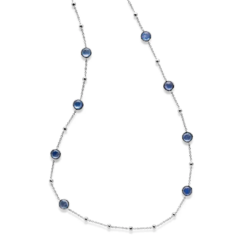 Beautiful necklaces and pendants with diamond-encrusted designs for maximum sparkle-IPPOLITA Rock Candy® Sterling Silver Mini Lollipop Station Necklace in Lapis, Clear Quartz, and Mother-of-Pearl