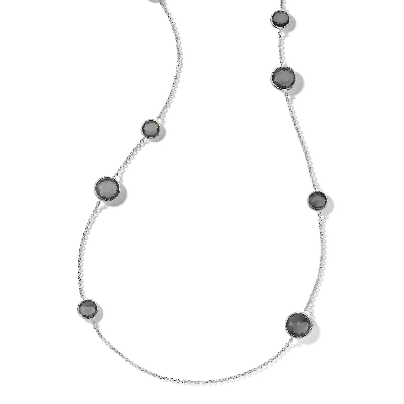 Necklaces and pendants with lotus flower designs for a spiritual, peaceful vibe-IPPOLITA Wonderland Sterling Silver Station Necklace in Hematite Doublet