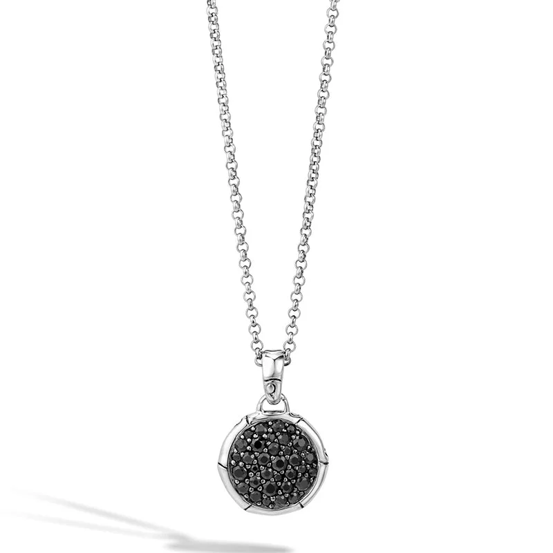 Best necklaces and pendants with vintage lockets for a nostalgic, sentimental look-John Hardy Bamboo Small Round Pendant with Black Sapphire