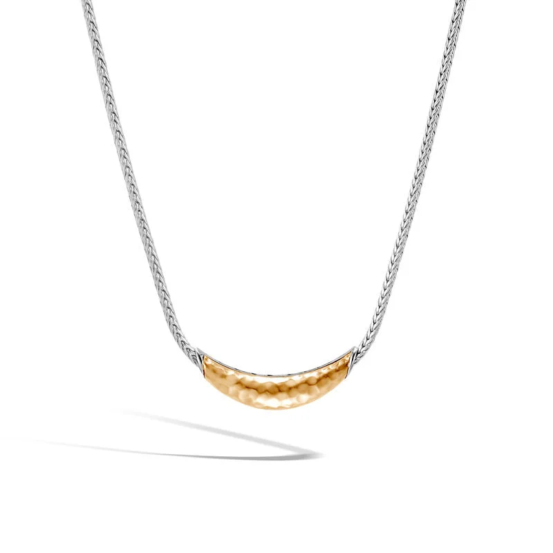 Best necklaces and pendants with matching rings for a coordinated jewelry set-John Hardy Classic Chain Sterling Silver and Yellow Gold Hammered Station Necklace