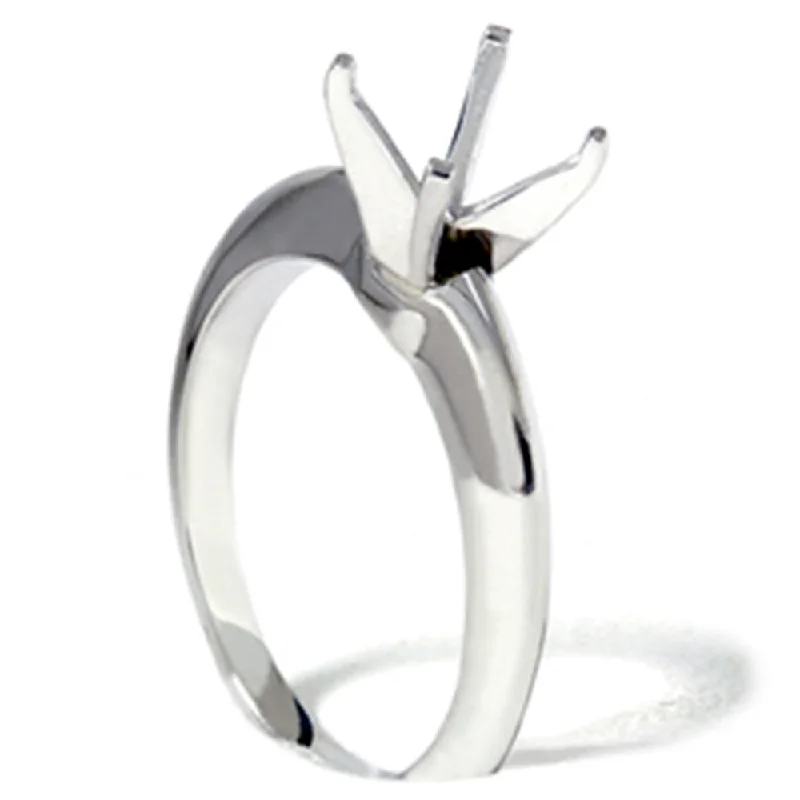 Rings with sleek black agate for edge -Knife Edge Solitaire Engagement Ring Setting Mount 14K