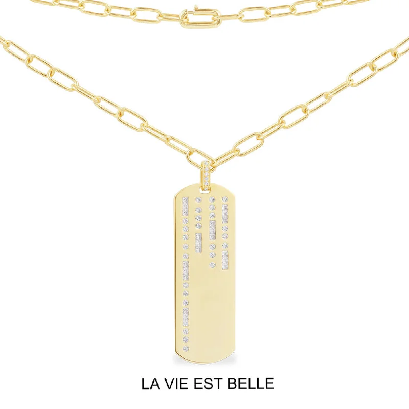 Stunning necklaces and pendants with ruby gemstones for a luxurious red hue-LA VIE EST BELLE Morse Code Chain Necklace