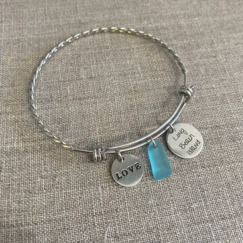 Best bangle bracelets with unique stone inlays for a one-of-a-kind accessory-LBI Love Beach Bangle