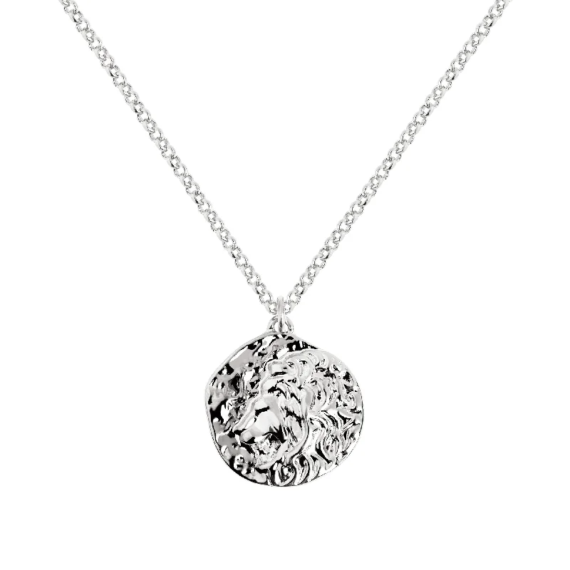 Best necklaces and pendants with vintage lockets for a nostalgic, sentimental look-Lion Medallion Silver Necklace