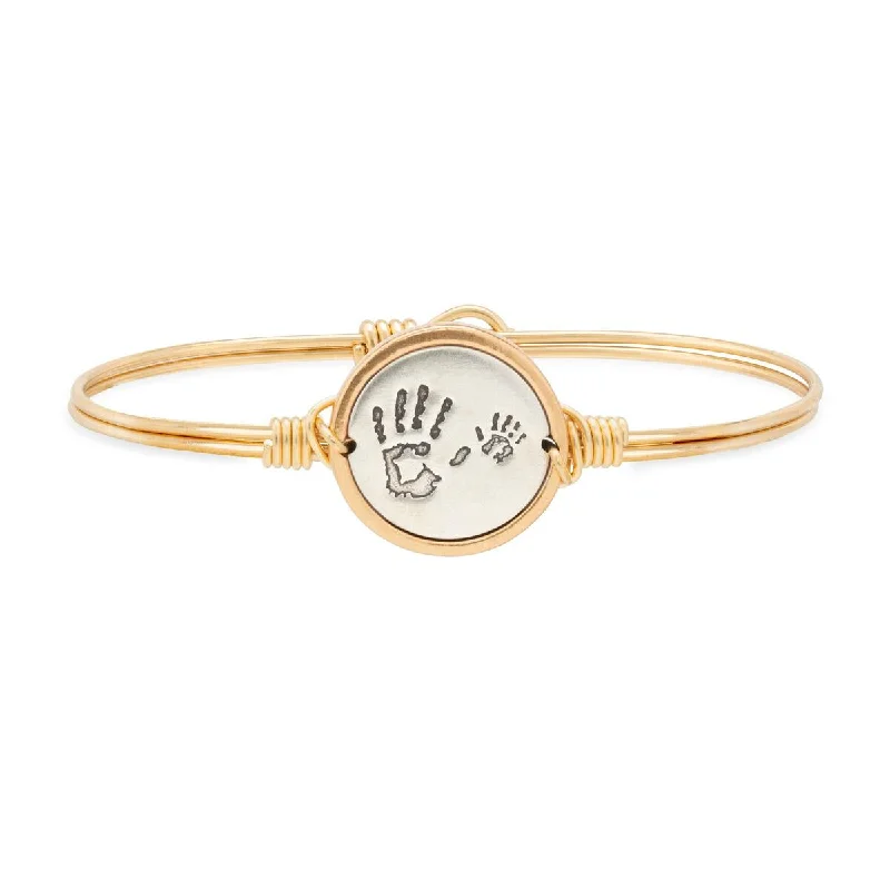 Simple bangle bracelets with open designs for a trendy and minimalist style-Little Handprints Bangle