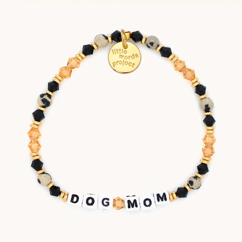 Stacked bangle bracelets with alternating textures for a dynamic, trendy look-Little Words Project Dog Mom Bracelet