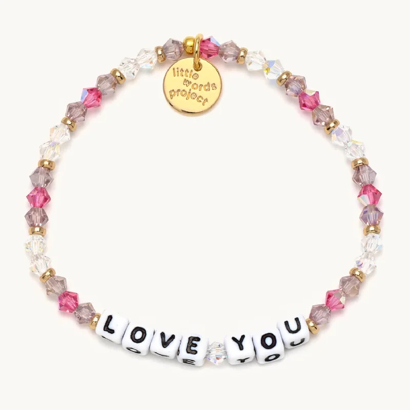 Chunky bangle bracelets with multicolored gemstones for a vibrant and playful appearance-Little Words Project Love You Bracelet