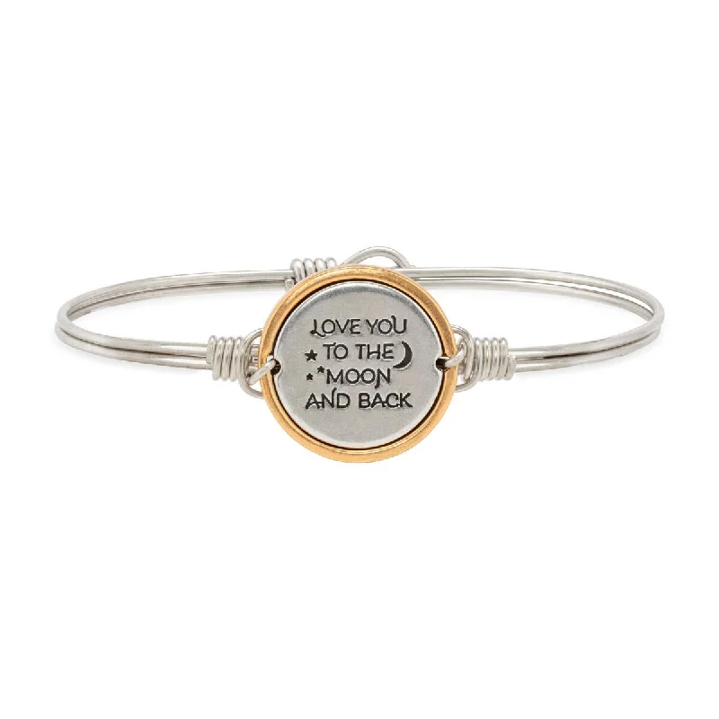 Best bangle bracelets with gold-filled material for an affordable luxury option-Love You to the Moon and Back Bangle