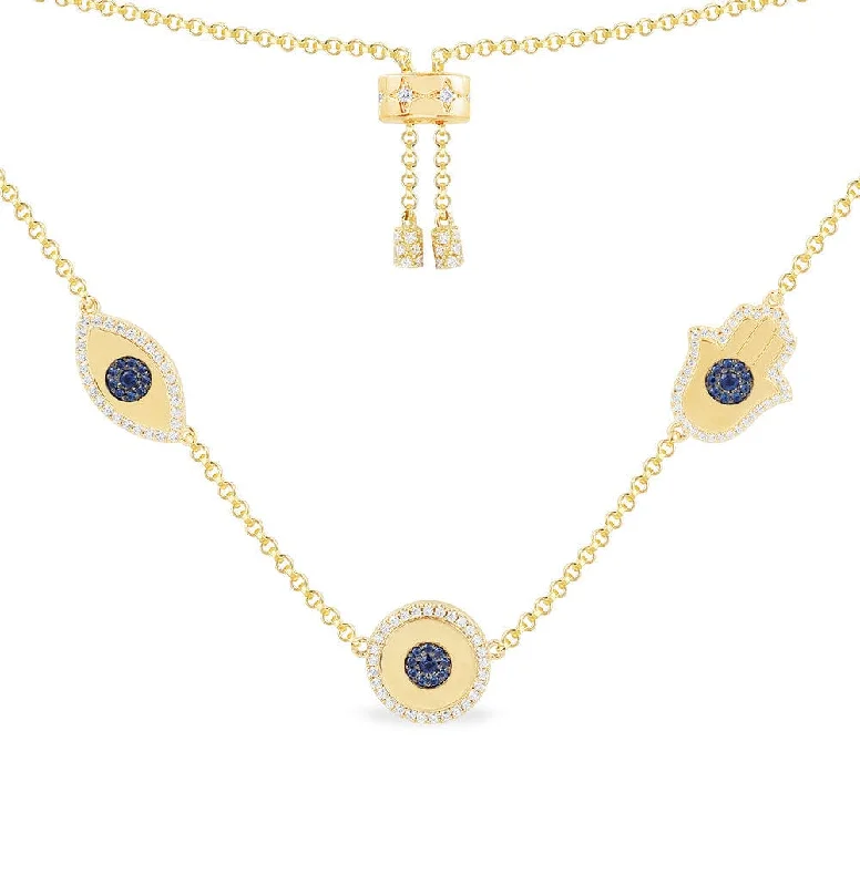 Elegant necklaces and pendants with gold chains for a chic, timeless appearance-Lucky Eye Adjustable Necklace