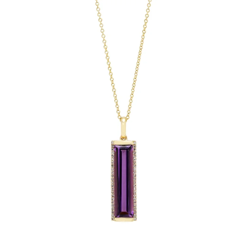 Elegant necklaces and pendants with infinity symbols for timeless designs-Madison L Baguette Amethyst Necklace in 14kt Yellow Gold with Diamonds (1/10ct tw)