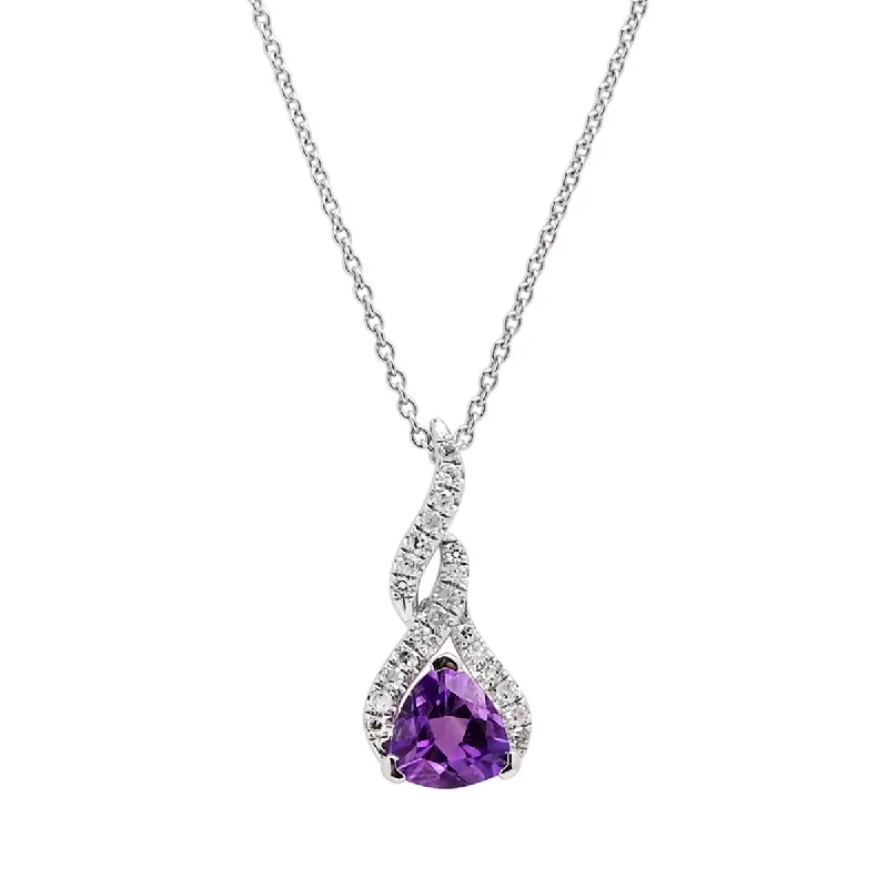 Stunning necklaces and pendants with birthstone pendants for a personal touch-Madison L Trillion Cut Amethyst Necklace in 14kt White Gold (1/10ct tw)