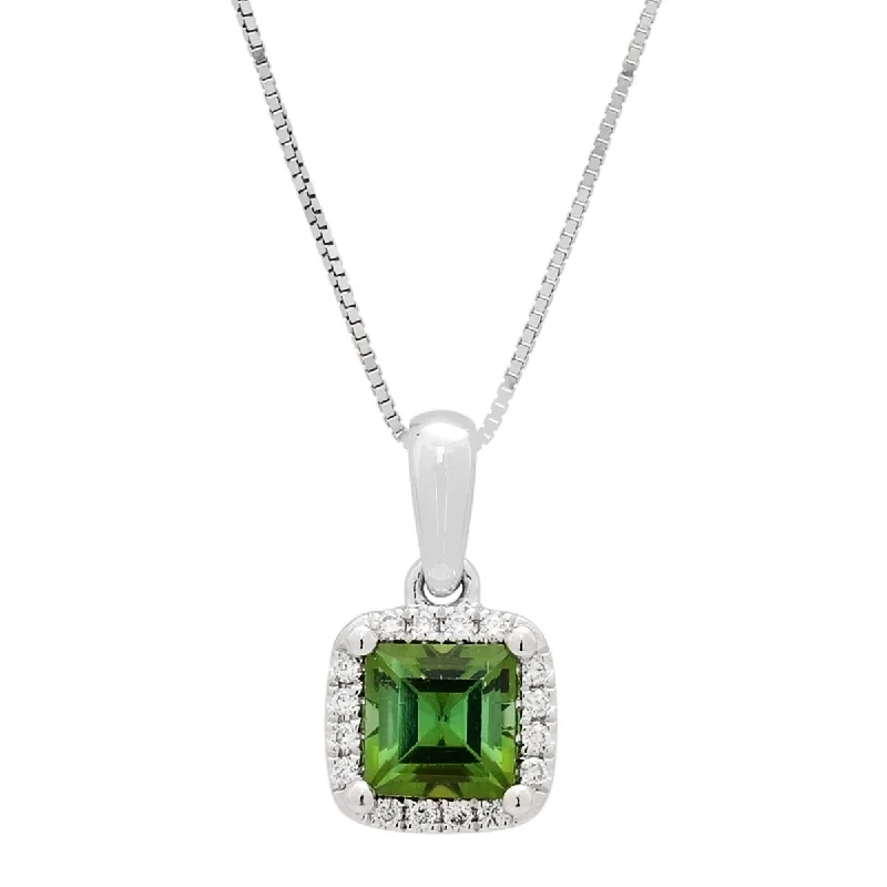 Best necklaces and pendants with turquoise stones for a vibrant boho-chic look-Maine Green Tourmaline Necklace in 14kt White Gold with Diamonds (1/20ct tw)