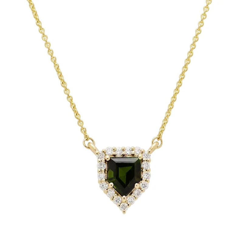 Best necklaces and pendants with butterfly pendants for a delicate, light style-Maine Green Tourmaline Necklace in 14kt Yellow Gold with Diamonds (1/7ct tw)