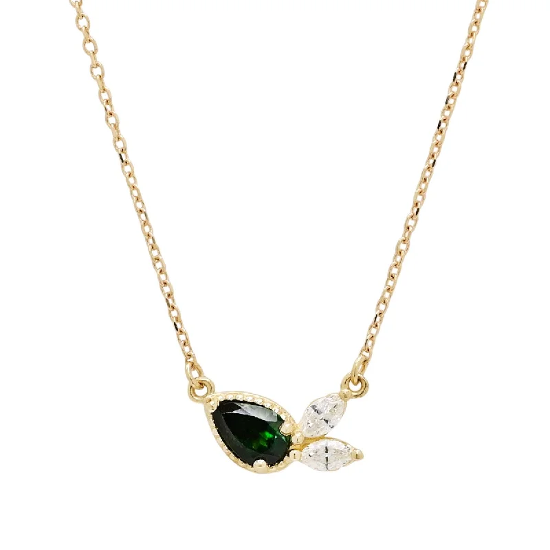 Best necklaces and pendants with sterling silver for an affordable yet stylish choice-Maine Green Tourmaline Pear Shape Necklace in 14kt Yellow Gold with Diamonds (1/10ct tw)