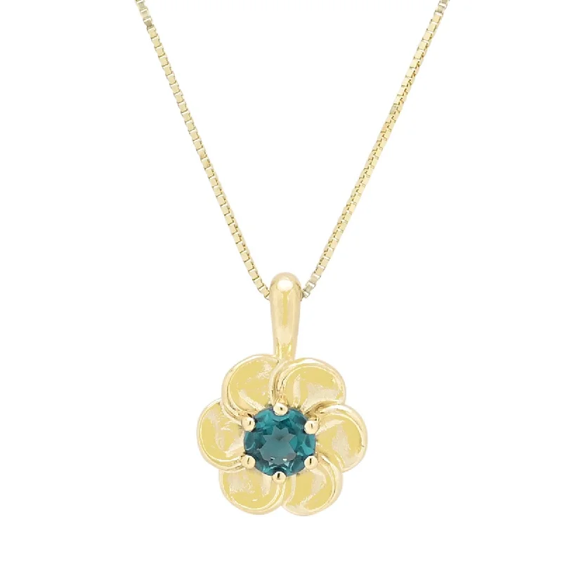 Best necklaces and pendants with gemstone clusters for a bold and colorful effect-Maine Indicolite Tourmaline Flower Necklace in 14kt Yellow Gold