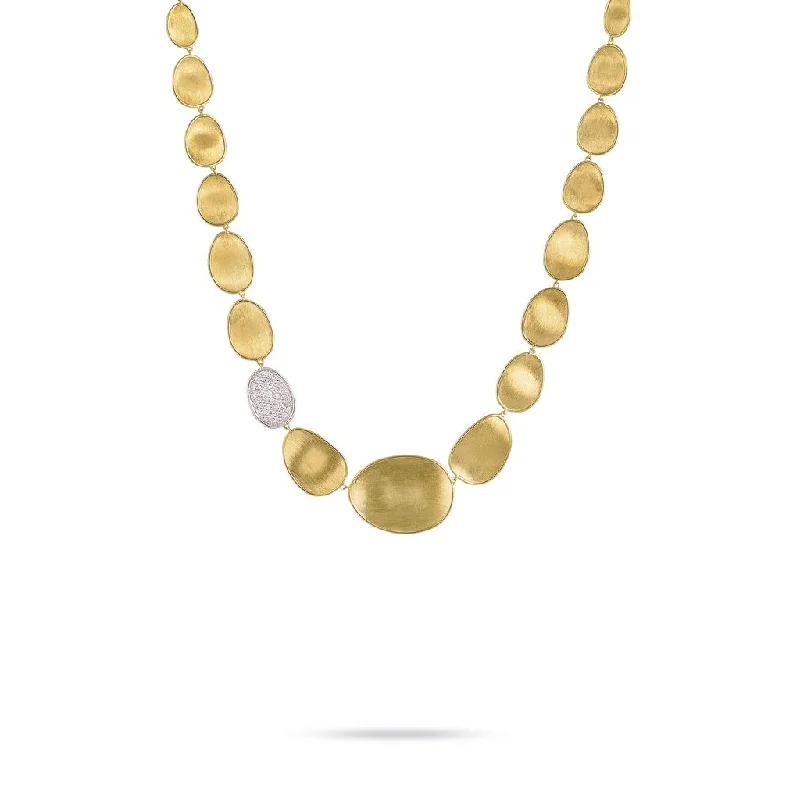 Stunning necklaces and pendants with sapphire gemstones for a luxurious blue hue-Marco Bicego Lunaria 18K Yellow Gold Hand-Engraved Necklace with Diamonds