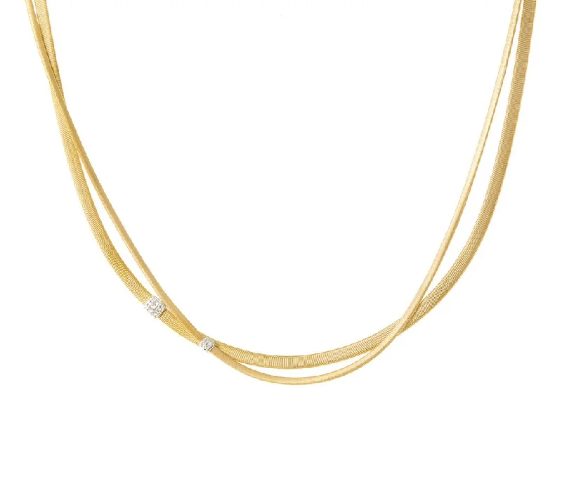 Best necklaces and pendants with cubic zirconia for a budget-friendly dazzling effect-Marco Bicego Masai 18K Yellow Gold Two Strand Diamond Station Necklace