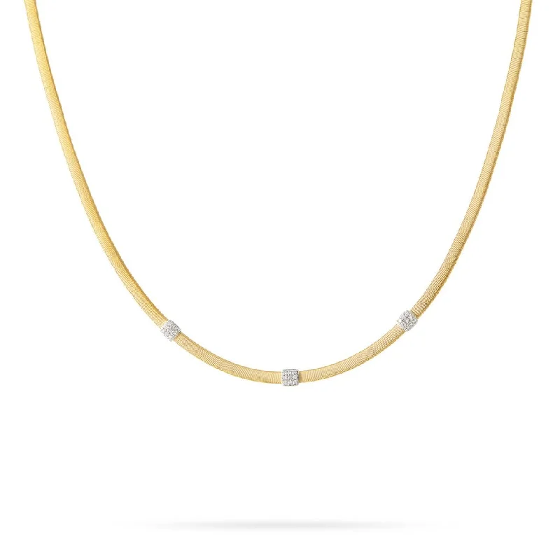 Necklaces and pendants with feather designs for a boho-chic, carefree vibe-Marco Bicego Masai 18K Yellow Gold Diamond Triple Station Necklace