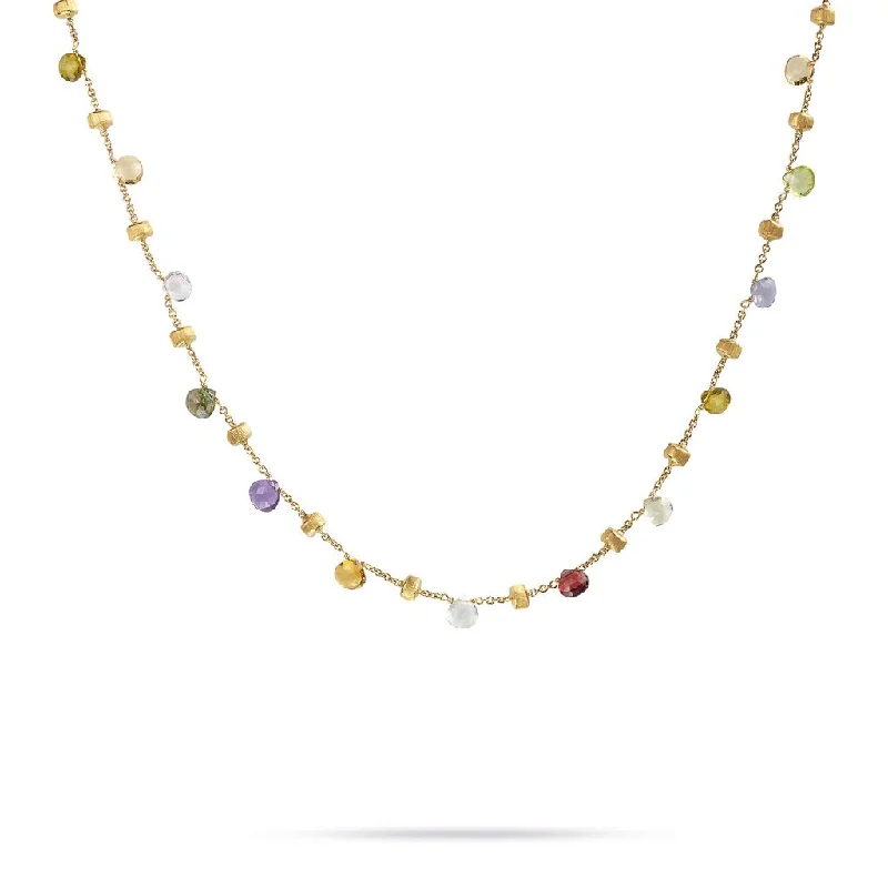 Best necklaces and pendants with statement designs for a fashionable accessory-Marco Bicego Paradise 18K Yellow Gold Multi-Stone Necklace