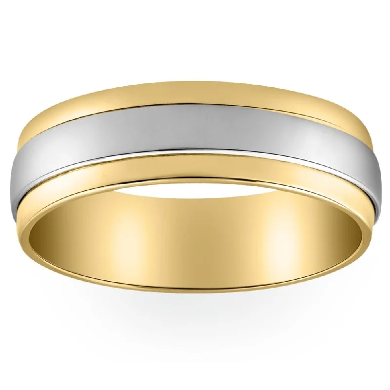 Rings with raw jade for natural calm -Mens 950 Platinum & 18K Yellow Gold Two Tone Wedding Band New