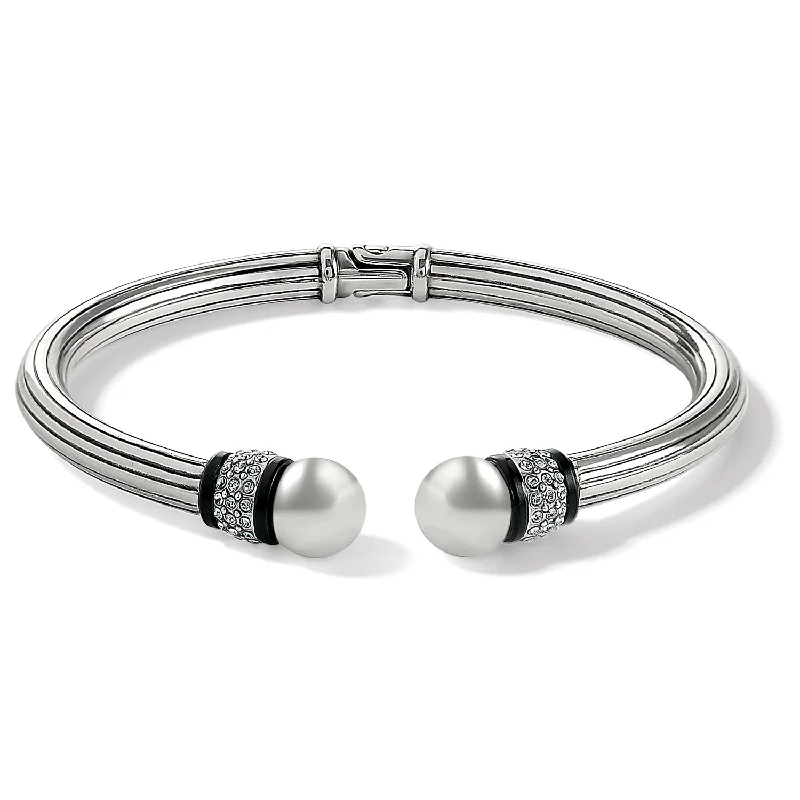 Best bangle bracelets with pearls and crystals for a glamorous and sophisticated look-Meridian Open Hinged Bangle Black