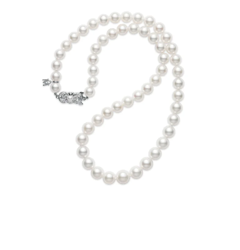 Best necklaces and pendants with cubic zirconia for a budget-friendly dazzling effect-Mikimoto Graduated A1 9x7mm Akoya Pearl Necklace