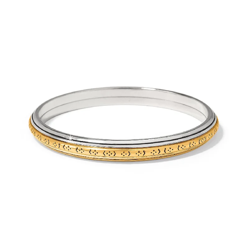 Thin bangle bracelets with mixed metals for a contemporary and versatile look-Mosaic Two Tone Bangle