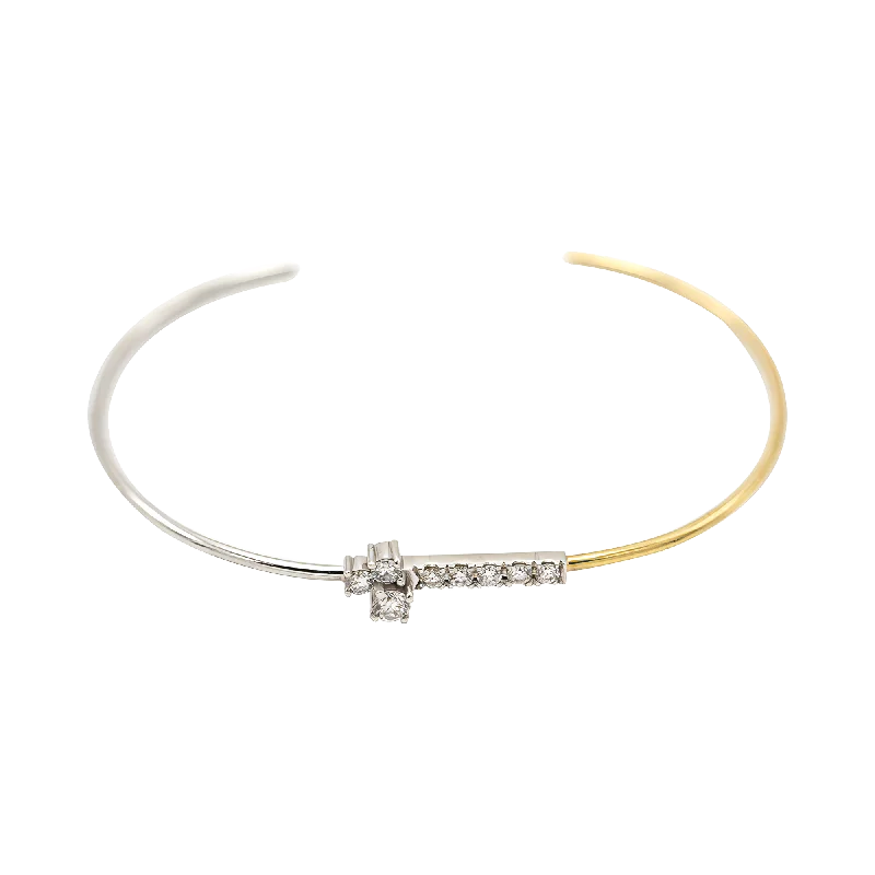 Elegant bangle bracelets with diamond-shaped stones for a sophisticated look-Bicolor bangle