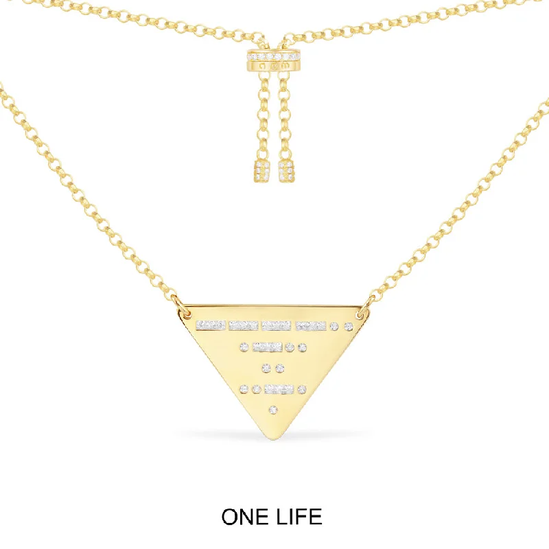 Necklaces and pendants with custom engravings for a personal, meaningful gift-ONE LIFE Triangle Adjustable Necklace