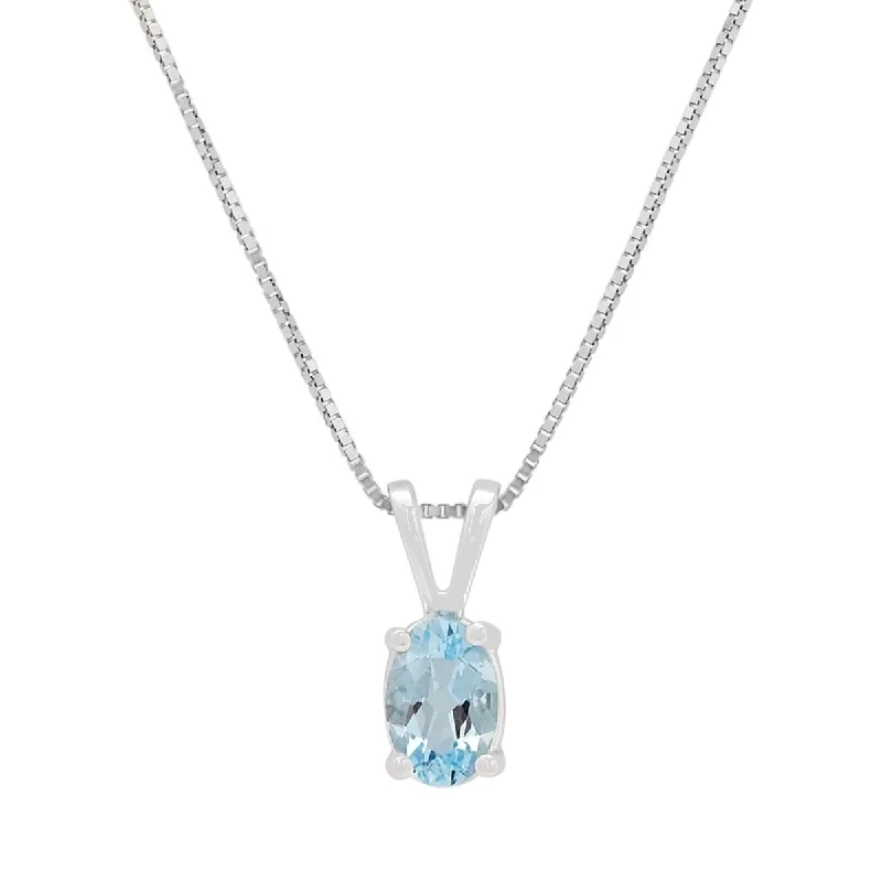 Necklaces and pendants with crescent moon designs for a celestial and mystical feel-Oval Aquamarine Necklace in 14kt White Gold