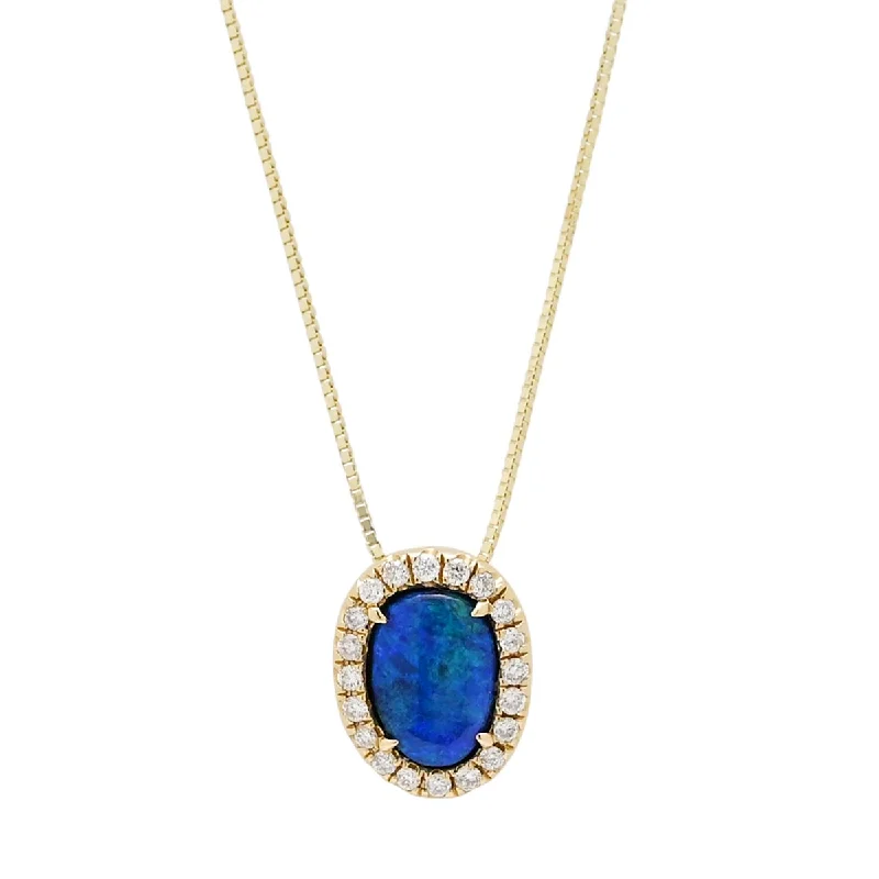 Best necklaces and pendants with infinity hearts for a romantic, eternal symbol-Parlé Black Opal Necklace in 14kt Yellow Gold with Diamonds (1/10ct tw)