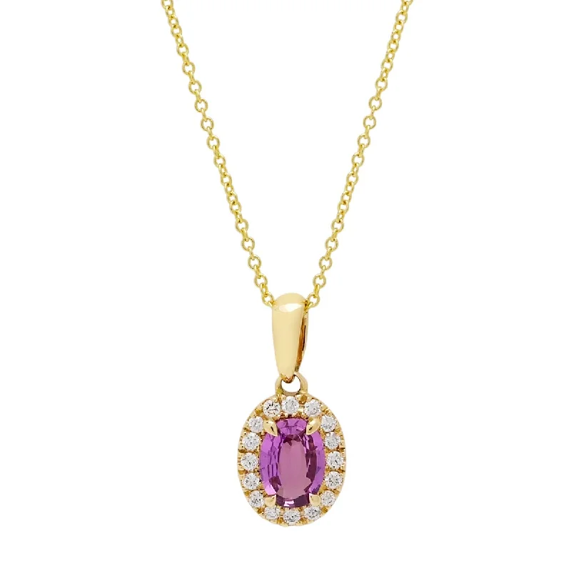 Best necklaces and pendants with turquoise stones for a vibrant boho-chic look-Oval Purple Sapphire Necklace in Yellow Gold with Diamonds (1/7ct tw)