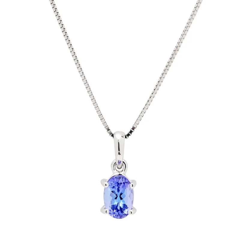 Best necklaces and pendants with statement designs for a fashionable accessory-Oval Tanzanite Necklace in 14kt White Gold