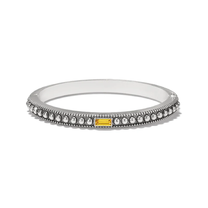 Stainless steel bangle bracelets with polished finishes for a sleek and durable design-Pretty Tough Gem Hinged Bangle - Light Topaz