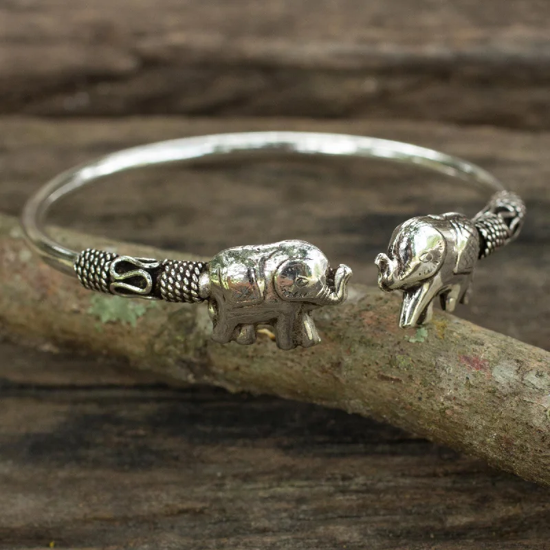 Best bangle bracelets with gold-plated finishes for an affordable luxury option-Proud Elephant Sterling Silver Cuff Bracelet