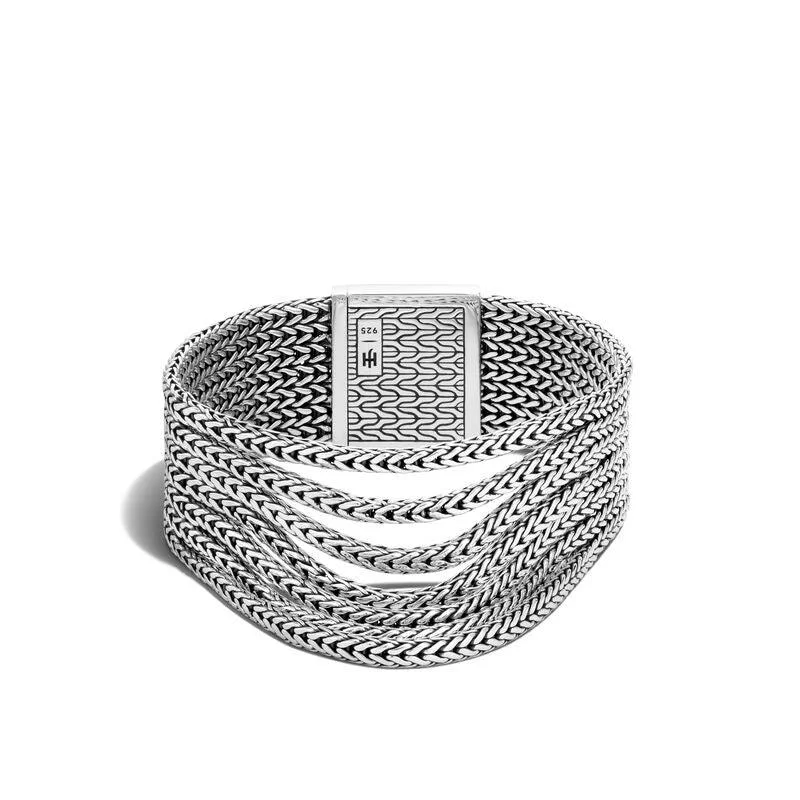 Best bangle bracelets with smooth sterling silver for a polished, refined finish-Rata Chain Multi Row Bracelet