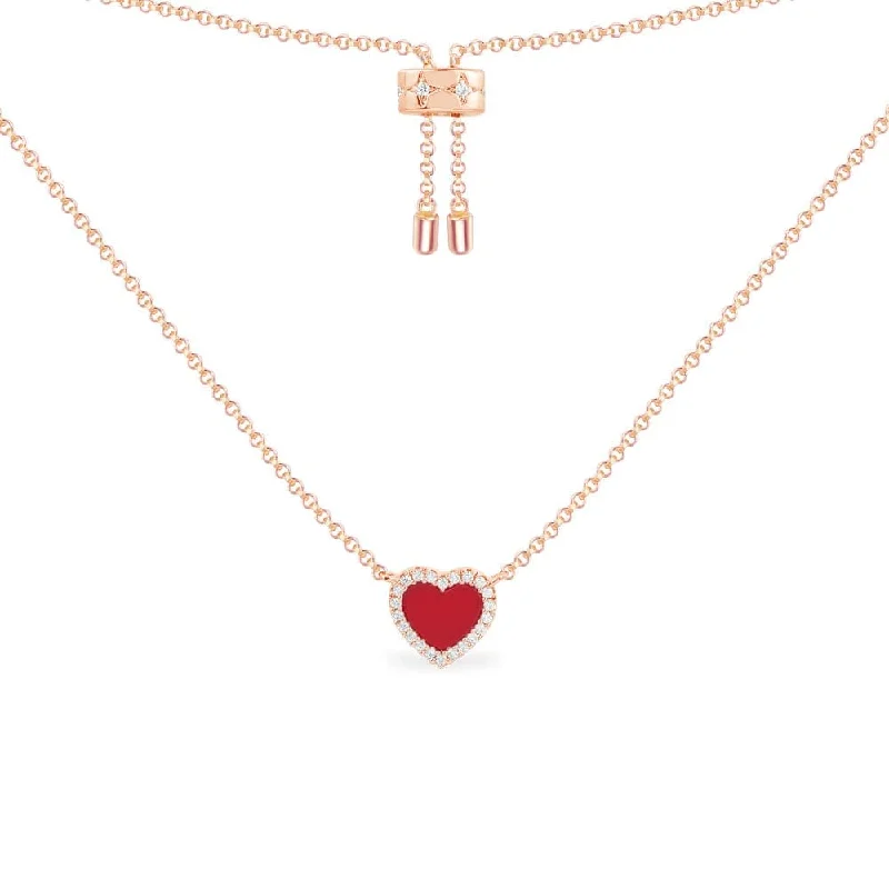 Best necklaces and pendants with glowing moonstone for an ethereal glow-Red Heart Adjustable Necklace