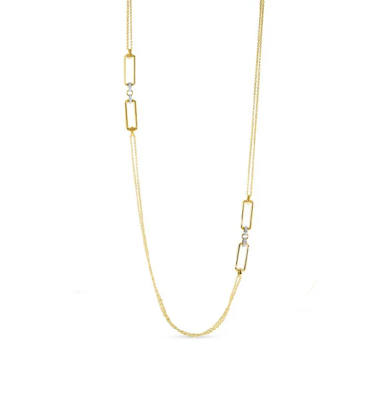 Beautiful necklaces and pendants with gemstone teardrops for an elegant effect-Roberto Coin Classica Parisienne 18K Yellow Gold Diamond Station Necklace