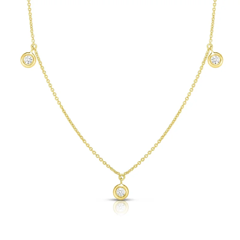 Best necklaces and pendants with emerald gemstones for a rich, sophisticated design-Roberto Coin Diamonds by the Inch Diamond Drop Station Necklace in 18K Yellow Gold