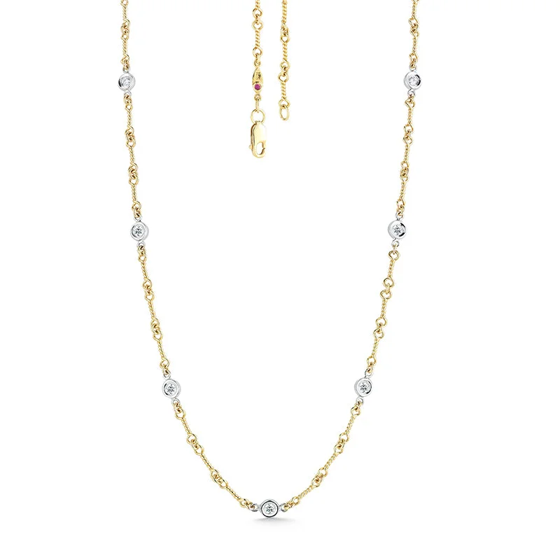 Unique necklaces and pendants with gemstones for a colorful and vibrant statement-Roberto Coin Diamonds by the Inch 18K Yellow and White Gold Diamond Necklace