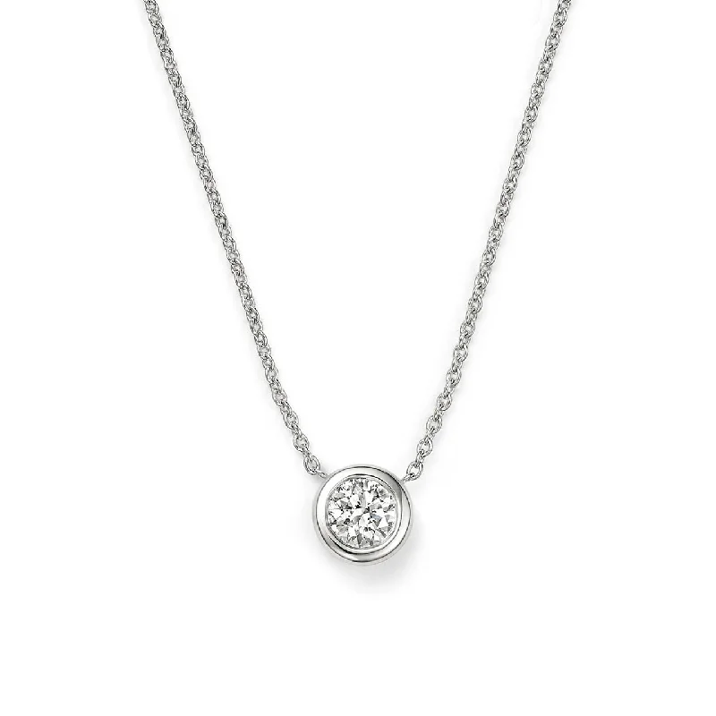 Stunning necklaces and pendants with chakra stones for healing and balance-Roberto Coin Tiny Treasures 18K White Gold Bezel Set Diamond Station Necklace