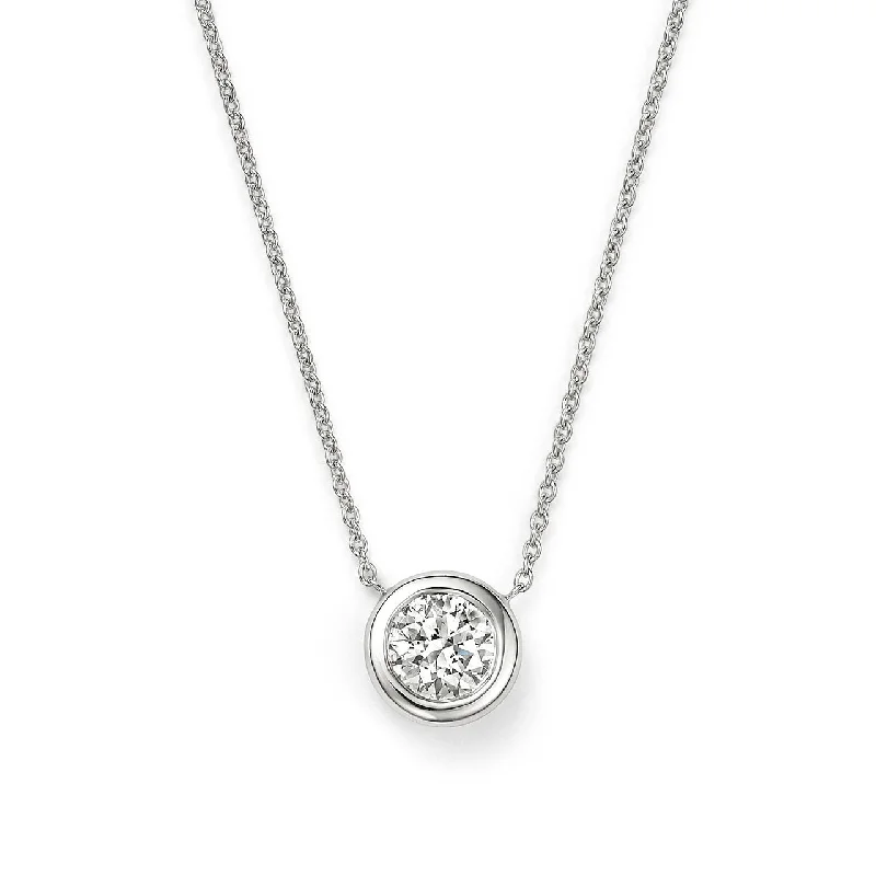 Necklaces and pendants with sun and moon motifs for a celestial-inspired design-Roberto Coin Tiny Treasures 18K White Gold Bezel Set Solitaire Necklace