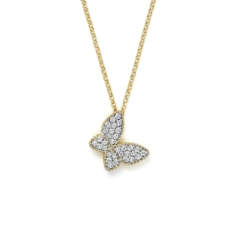 Best necklaces and pendants with layered designs for a chic, stacked look-Roberto Coin Tiny Treasures 18K Yellow Gold Diamond Butterfly Pendant