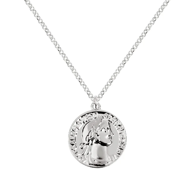 Elegant necklaces and pendants with onyx stones for a sleek, polished look-Roman Medallion Silver Necklace