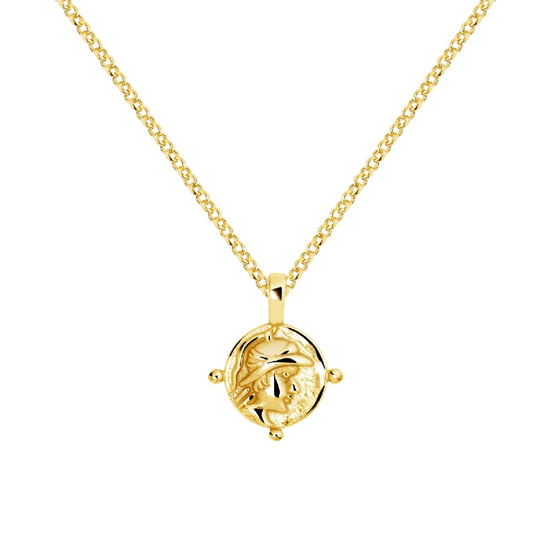 Beautiful necklaces and pendants with tree branch motifs for a nature-inspired design-Roman Mini Medallion Gold Necklace