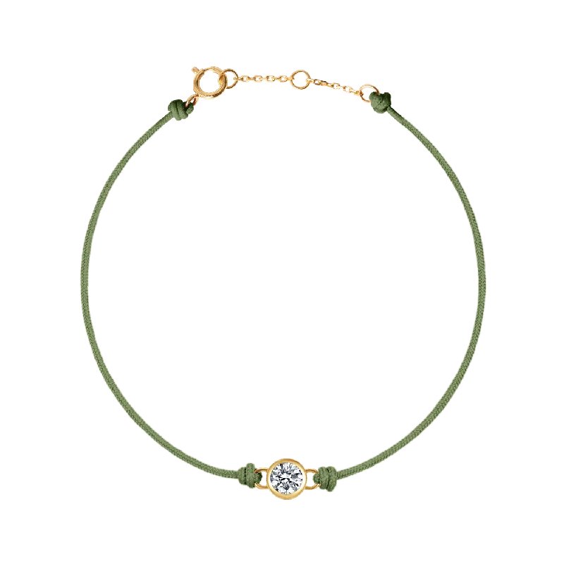 Stylish bangle bracelets with gemstone accents for a chic and modern look-Round brilliant bezel cord bracelet