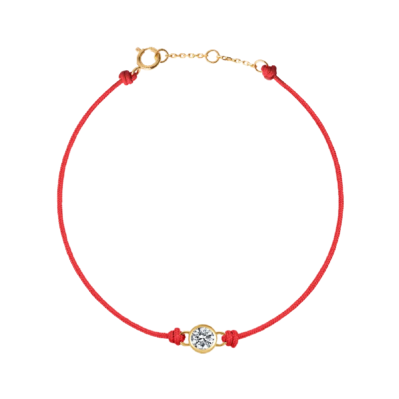 Best bangle bracelets for women with elegant gold designs for every occasion-Round brilliant bezel cord bracelet