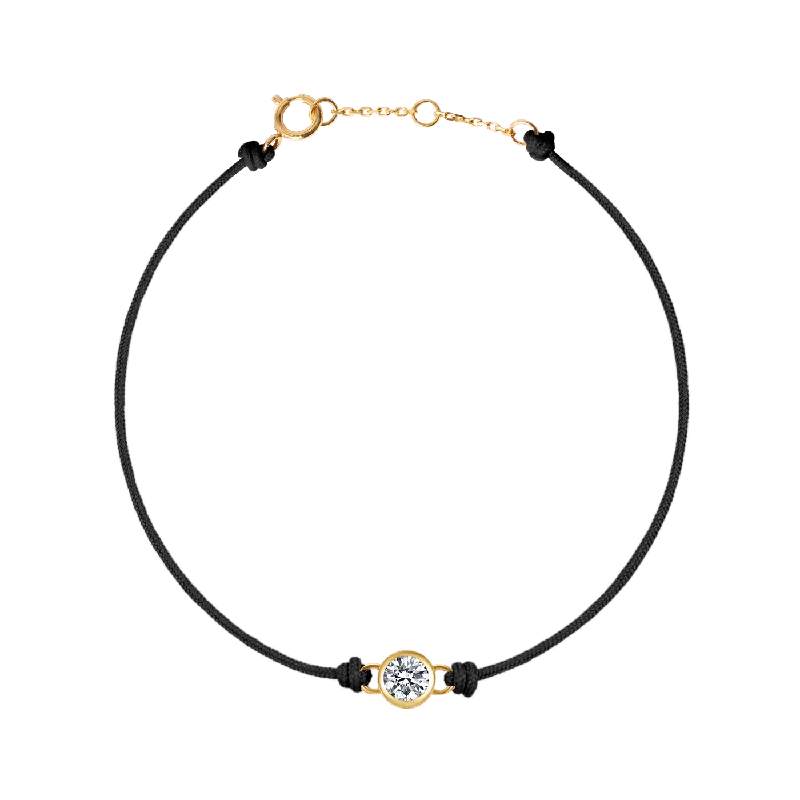 Best bangle bracelets with hand-crafted details for a unique and artisanal touch-Round brilliant bezel cord bracelet