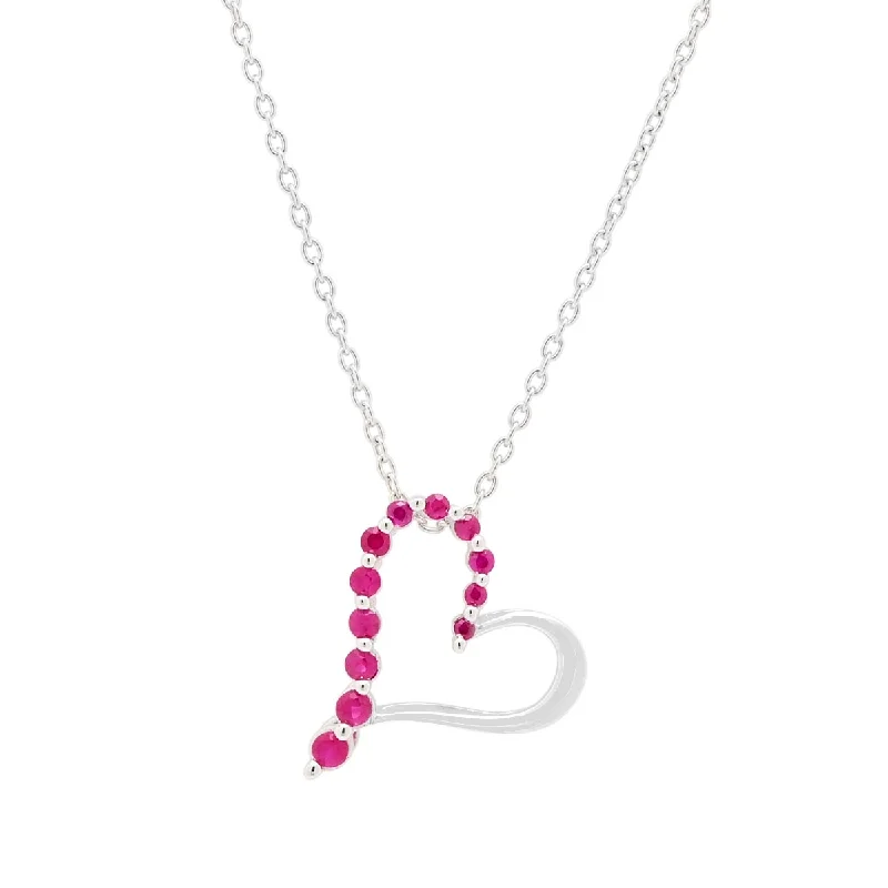 Necklaces and pendants with abstract shapes for a modern, creative appearance-Ruby Heart Necklace in Sterling Silver