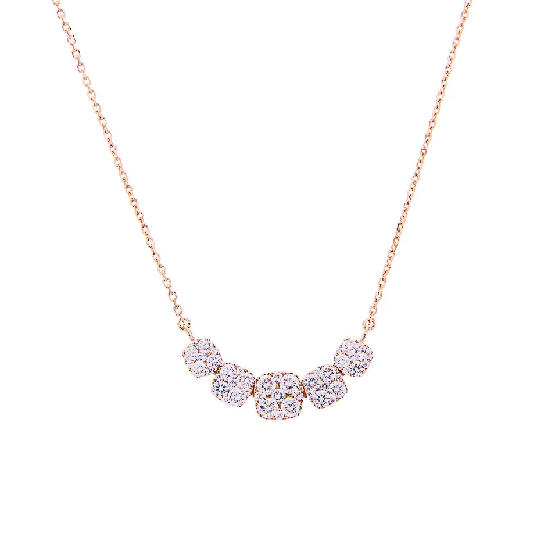 Trendy necklaces and pendants with geometric shapes for a modern aesthetic-Sabel Collection 14K Rose Gold Curved Diamond Necklace